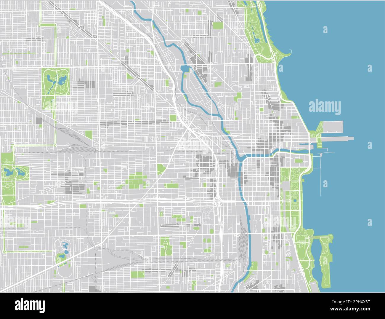 Vector Stadtplan von Chicago mit gut organisierten getrennten Schichten. Stock Vektor