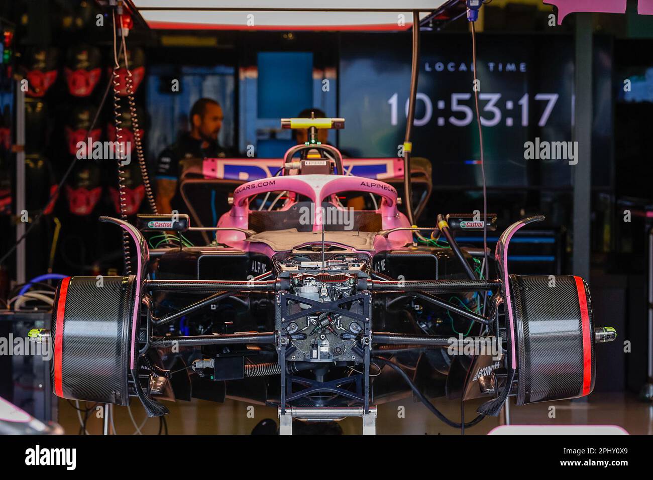 Melbourne, Australien. 30. März 2023. Front-End-Details des BWT Alpine F1 Teams vor dem Formel 1 Grand Prix in Australien auf dem Albert Park Circuit in Melbourne. (Foto: George Hitchens/SOPA Images/Sipa USA) Guthaben: SIPA USA/Alamy Live News Stockfoto