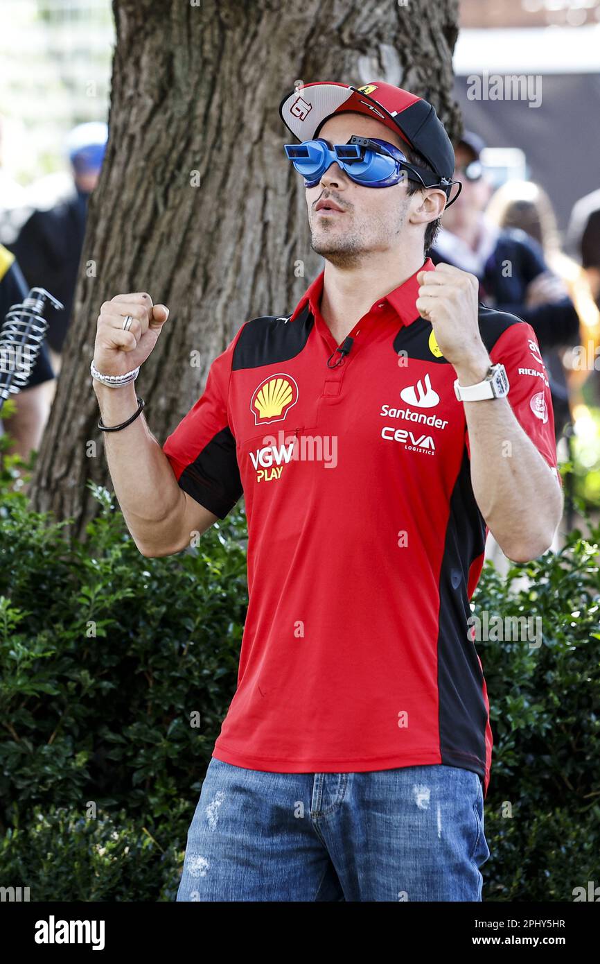 Melbourne, Australien - 30/03/2023, LECLERC Charles (mco), Scuderia Ferrari SF-23, Porträt während der Formel 1 Rolex Australian Grand Prix 2023, 3. Runde der Formel-1-Weltmeisterschaft 2023 vom 31. März bis 2. April 2023 auf der Albert Park Circuit, in Melbourne, Australien - Foto: Xavi Bonilla/DPPI/LiveMedia Stockfoto