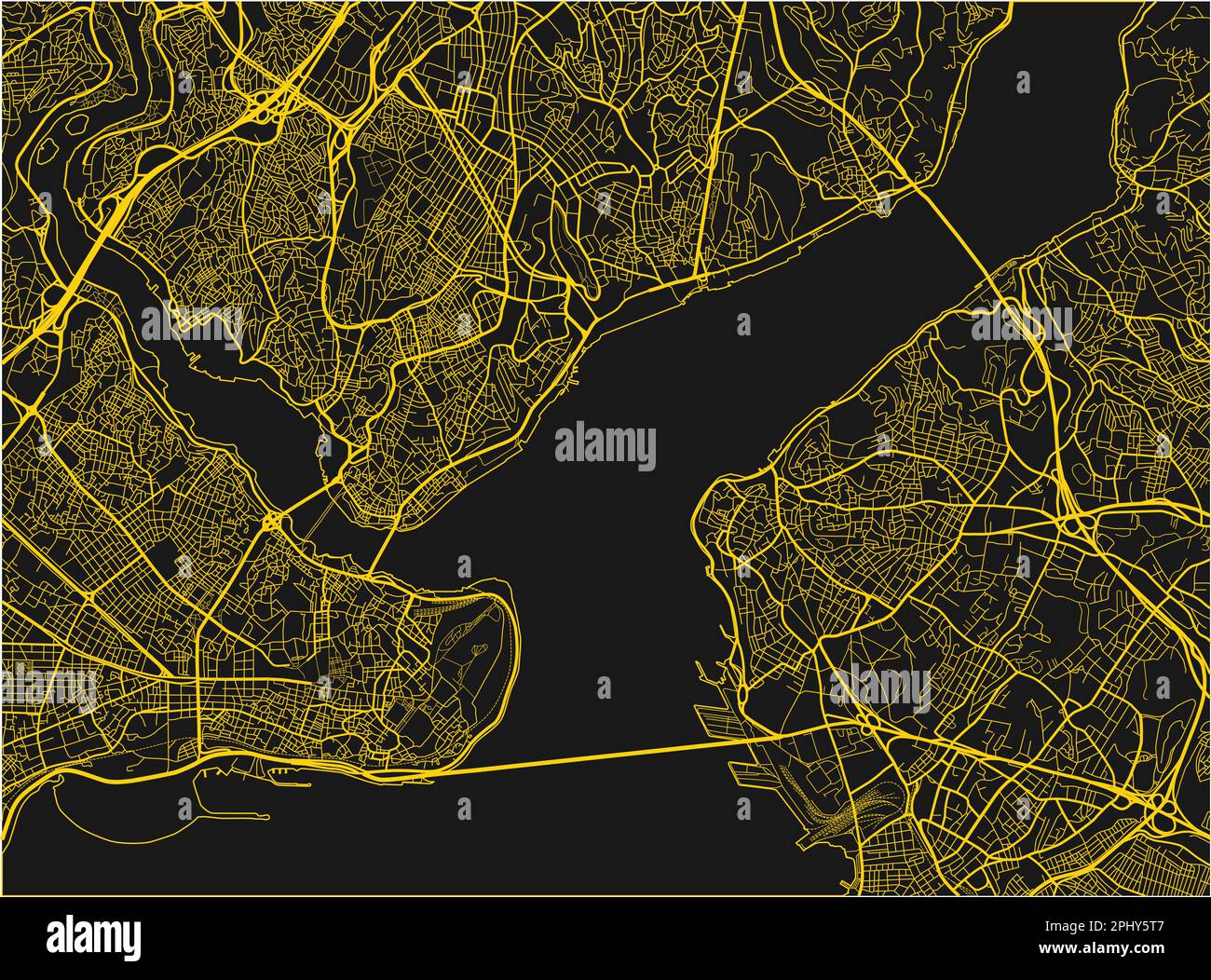 Schwarz-gelber Vektorplan von Istanbul mit gut organisierten getrennten Schichten. Stock Vektor