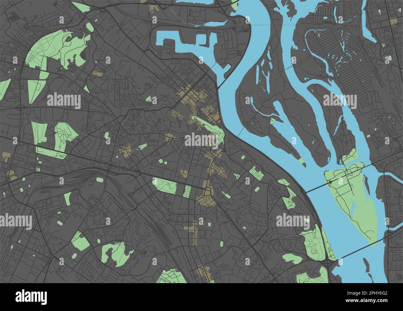 Kiew Vektorkarte mit dunklen Farben. Stock Vektor
