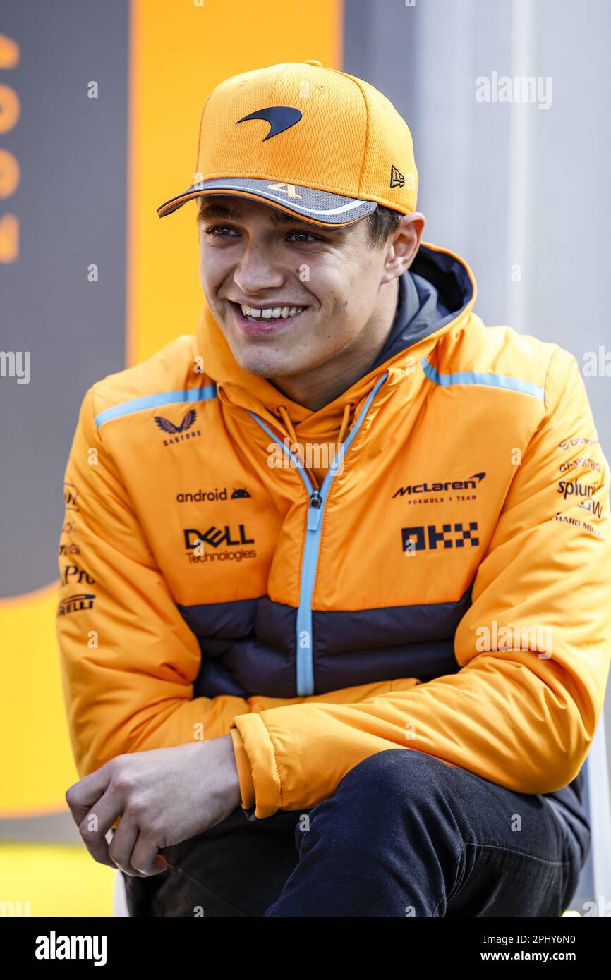 Melbourne, Australien – 30./03./2023, NORRIS Lando (gbr), McLaren F1 Team MCL60, Portrait während der Formel 1 Rolex Australian Grand Prix 2023, 3. Runde der Formel-1-Weltmeisterschaft 2023 vom 31. März bis 2. April 2023 auf der Albert Park Circuit, in Melbourne, Australien - Foto: Xavi Bonilla/DPPI/LiveMedia Stockfoto
