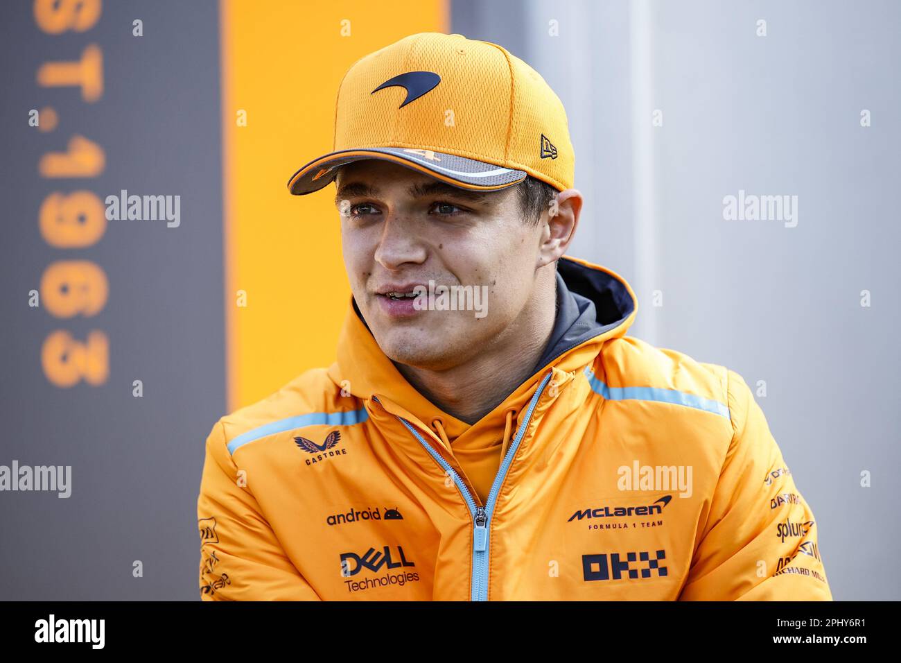 Melbourne, Australien – 30./03./2023, NORRIS Lando (gbr), McLaren F1 Team MCL60, Portrait während der Formel 1 Rolex Australian Grand Prix 2023, 3. Runde der Formel-1-Weltmeisterschaft 2023 vom 31. März bis 2. April 2023 auf der Albert Park Circuit, in Melbourne, Australien - Foto: Xavi Bonilla/DPPI/LiveMedia Stockfoto