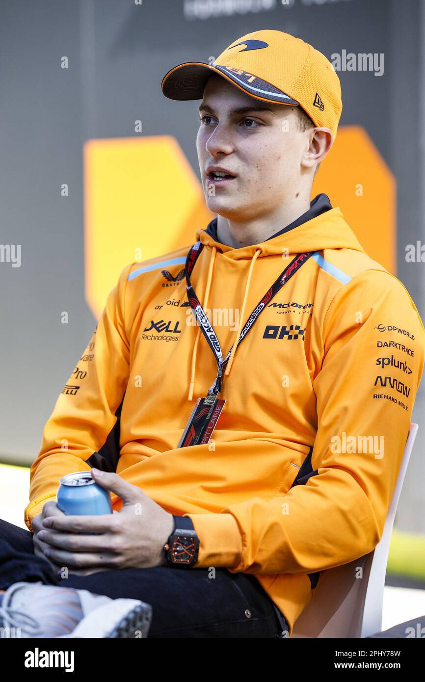 Melbourne, Australien – 30./03./2023, PIASTRI Oscar (aus), McLaren F1 Team MCL60, Portrait während der Formel 1 Rolex Australian Grand Prix 2023, 3. Runde der Formel-1-Weltmeisterschaft 2023 vom 31. März bis 2. April 2023 auf der Albert Park Circuit, in Melbourne, Australien – Foto: Xavi Bonilla/DPPI/LiveMedia Stockfoto