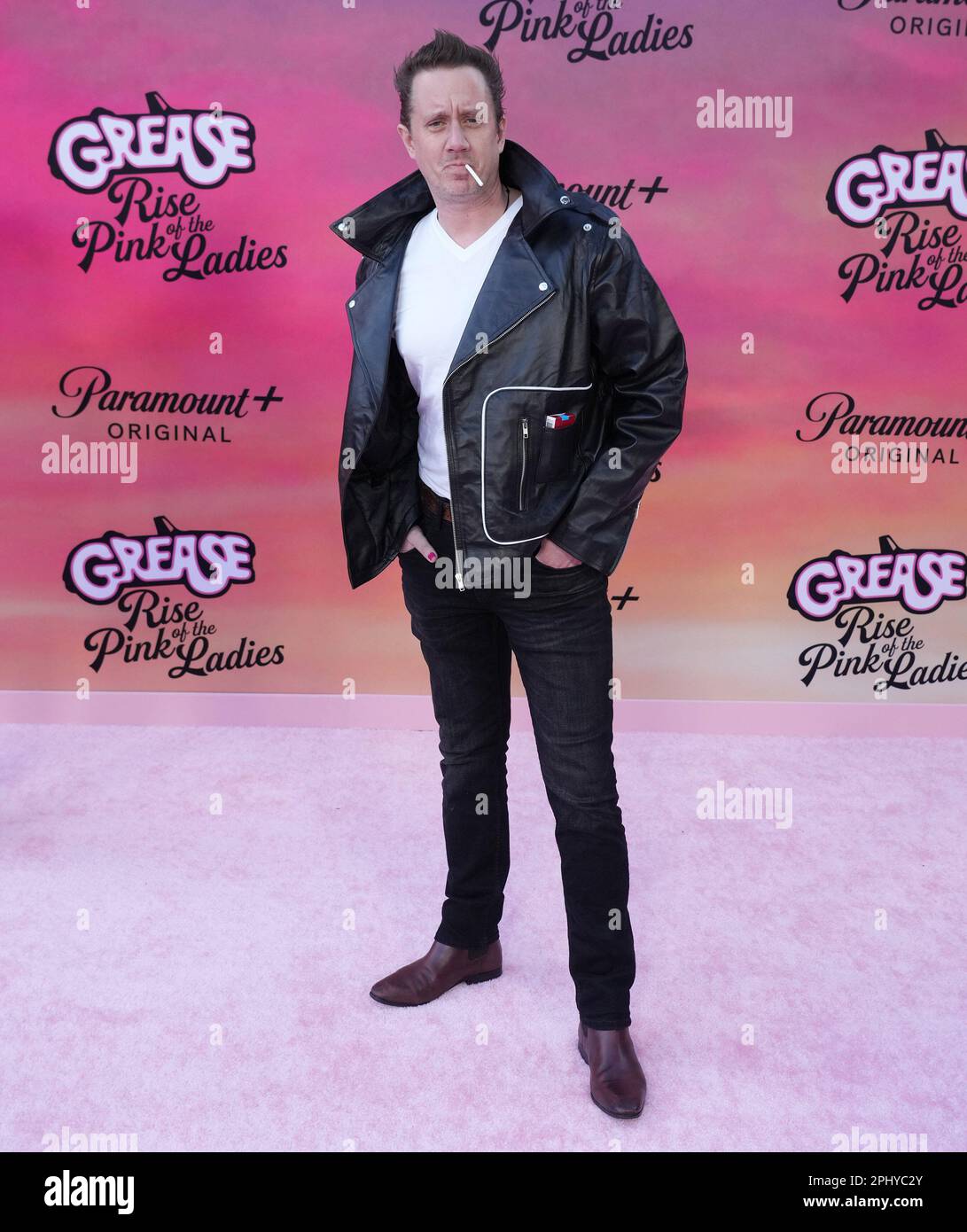 Los Angeles, USA. 29. März 2023. Chad Lindberg trifft am Mittwoch, den 29. März 2023, auf der Paramount's Original Series GREASE: RISE OF THE PINK LADIES Los Angeles Premiere in der Hollywood American Legion in Hollywood, Kalifornien, ein. (Foto: Sthanlee B. Mirador/Sipa USA) Guthaben: SIPA USA/Alamy Live News Stockfoto