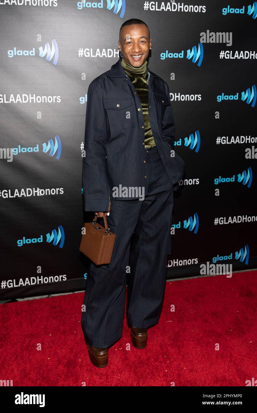 Hollywood, USA. 29. März 2023. Victor Jackson nimmt an der Ankunft von #GLAADhonors Teil, einer intimen Versammlung und Feier zur Auszeichnung der Black LGBTQ-Nominierten der GLAAD Media Awards in Hollywood, Kalifornien, am 29. März 2023. (Foto: Corine Solberg/Sipa USA) Guthaben: SIPA USA/Alamy Live News Stockfoto