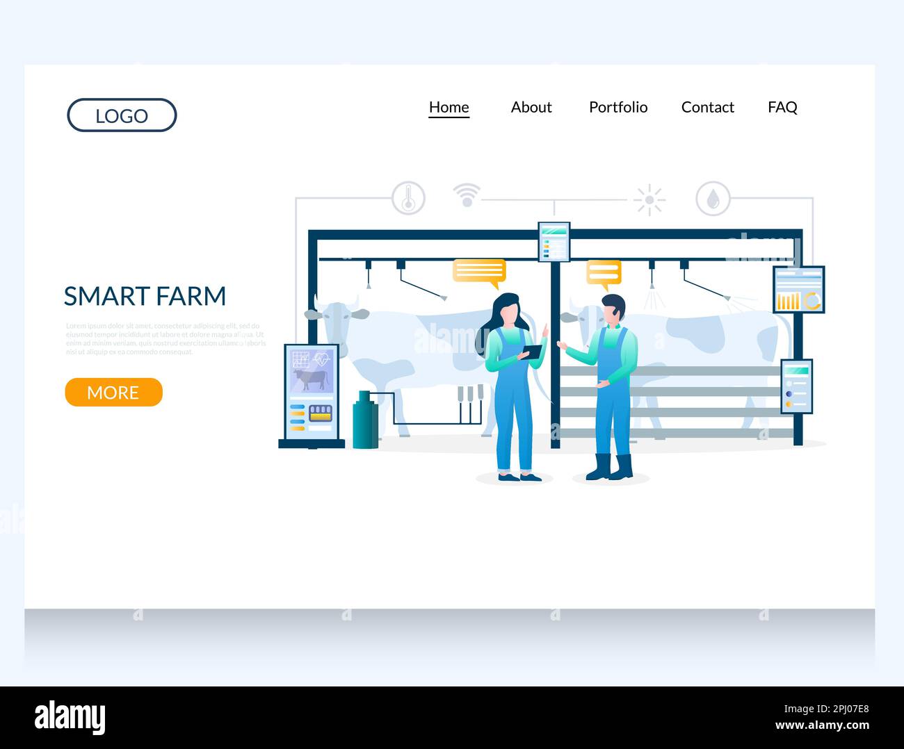 Design-Vorlage für Landing-Page für Smart Farm Vector-Website Stock Vektor
