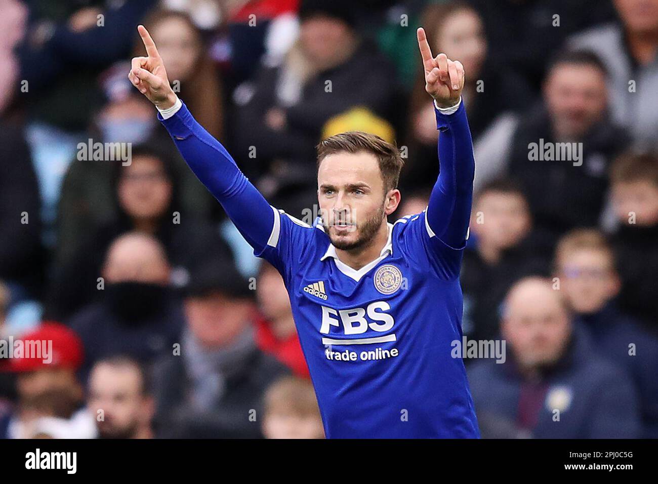 Aktenfoto vom 04.-02-2023 von James Maddison, dessen Leicester Manager Brendan Rodgers als „Clean“-Manager gefeiert hat, als die Füchse sich befohlen haben, der Rassenschlacht der Premier League zu entkommen. Ausgabedatum: Donnerstag, 30. März 2023. Stockfoto