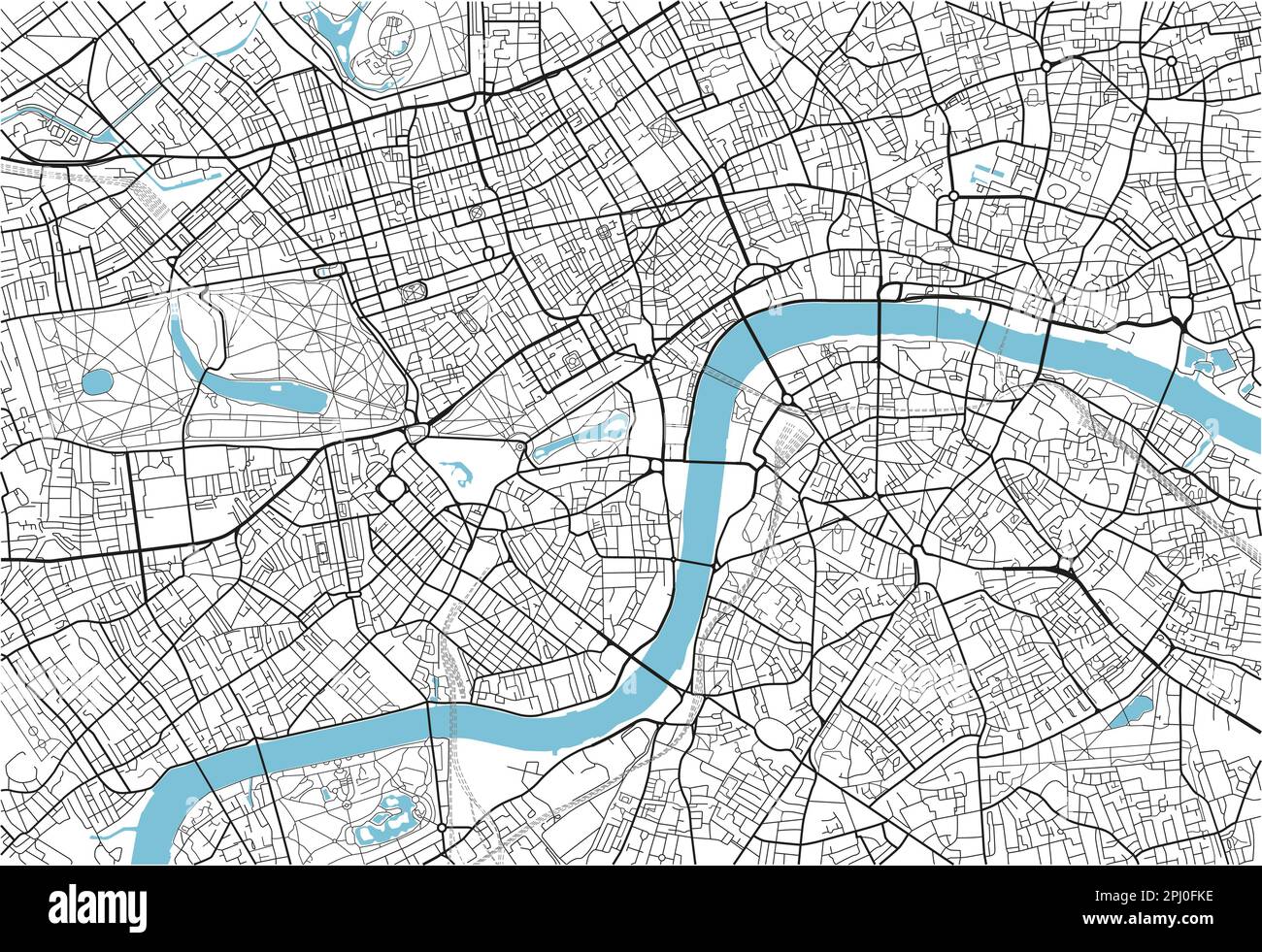 Schwarz-Weiß-Vektor-Stadtplan von London mit gut organisierten getrennten Schichten. Stock Vektor