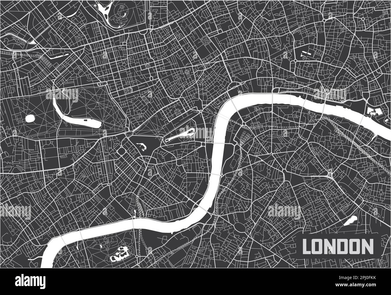 Minimalistisches Posterdesign mit Stadtplan von London. Stock Vektor