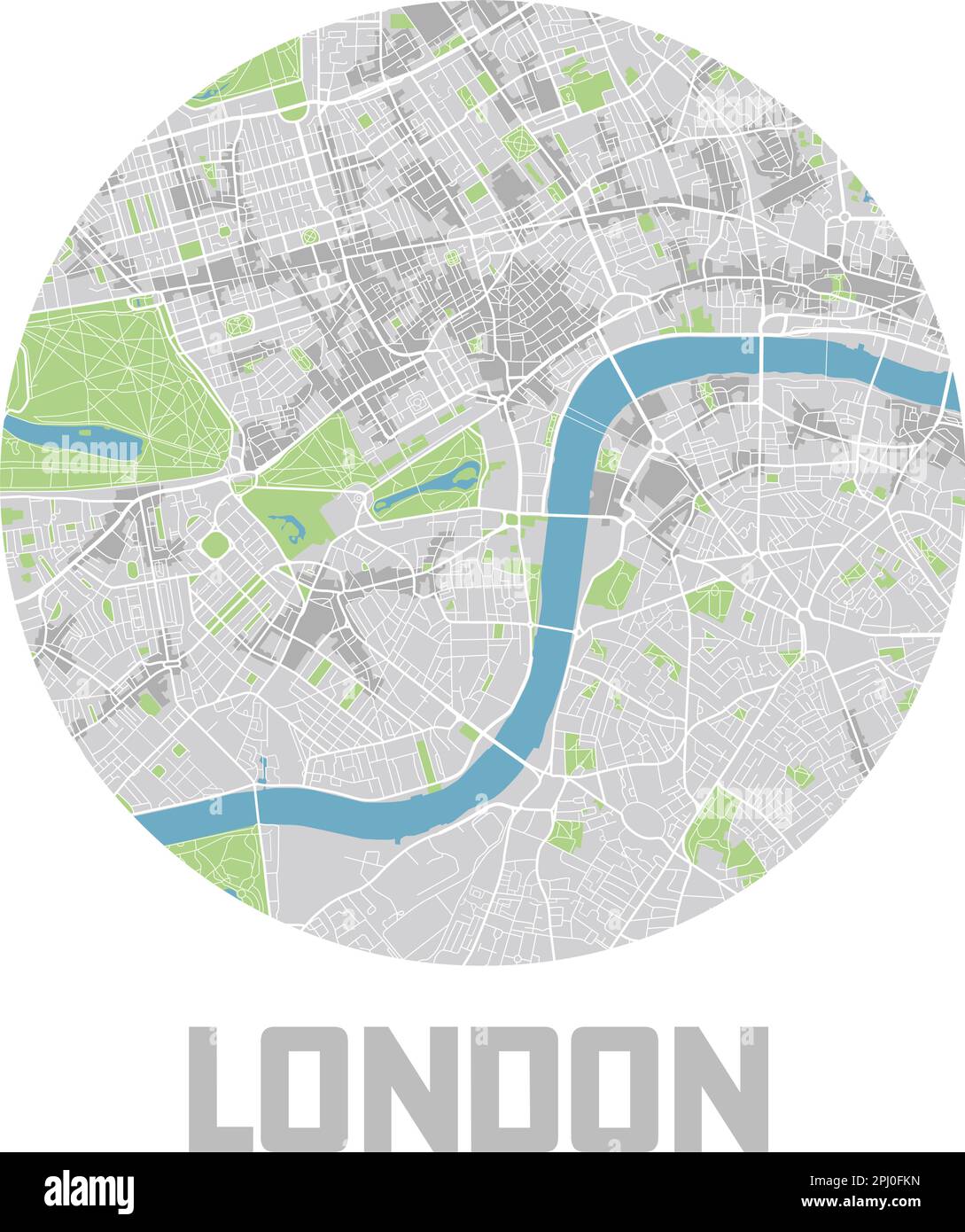 Minimalistisches Stadtplansymbol von London. Stock Vektor
