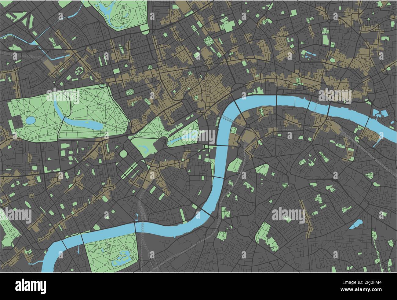 London Vektorkarte mit dunklen Farben. Stock Vektor