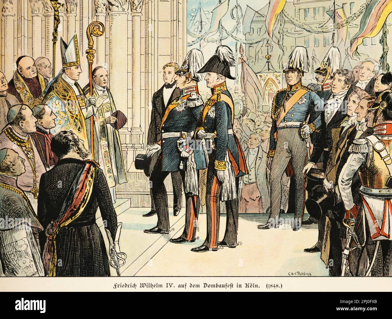 Frederick William IV. Auf dem Kölner Dom-Festival 1848, Geschichte der Hohenzollerns, Preußen, historische Illustration 1899 Stockfoto