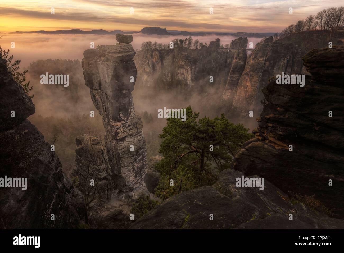 Wehlnadel, Basteibrücke, Sachsenschweiz, Sachsen, Deutschland Stockfoto