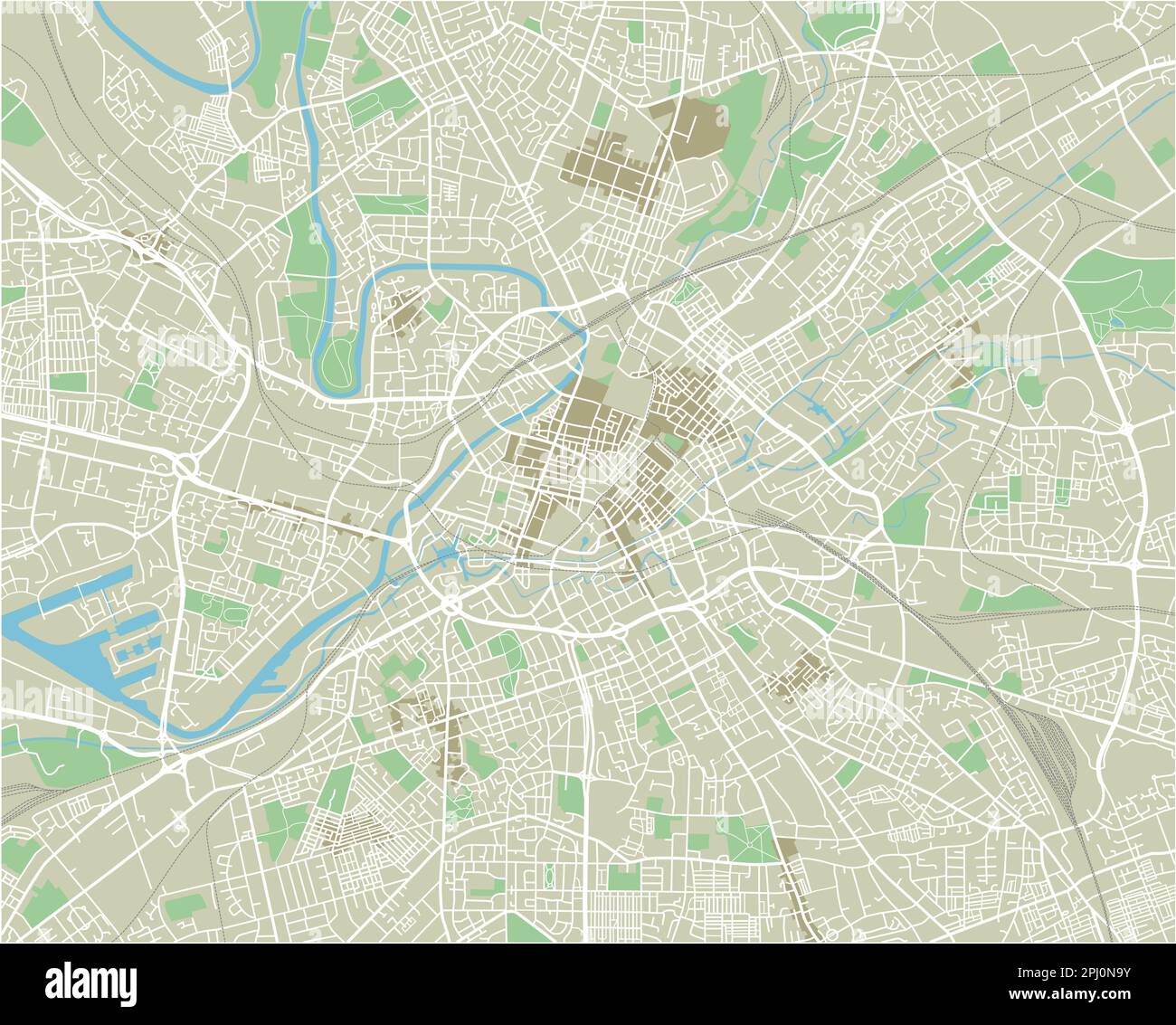 Vector Stadtplan von Manchester mit gut organisierten getrennten Schichten. Stock Vektor