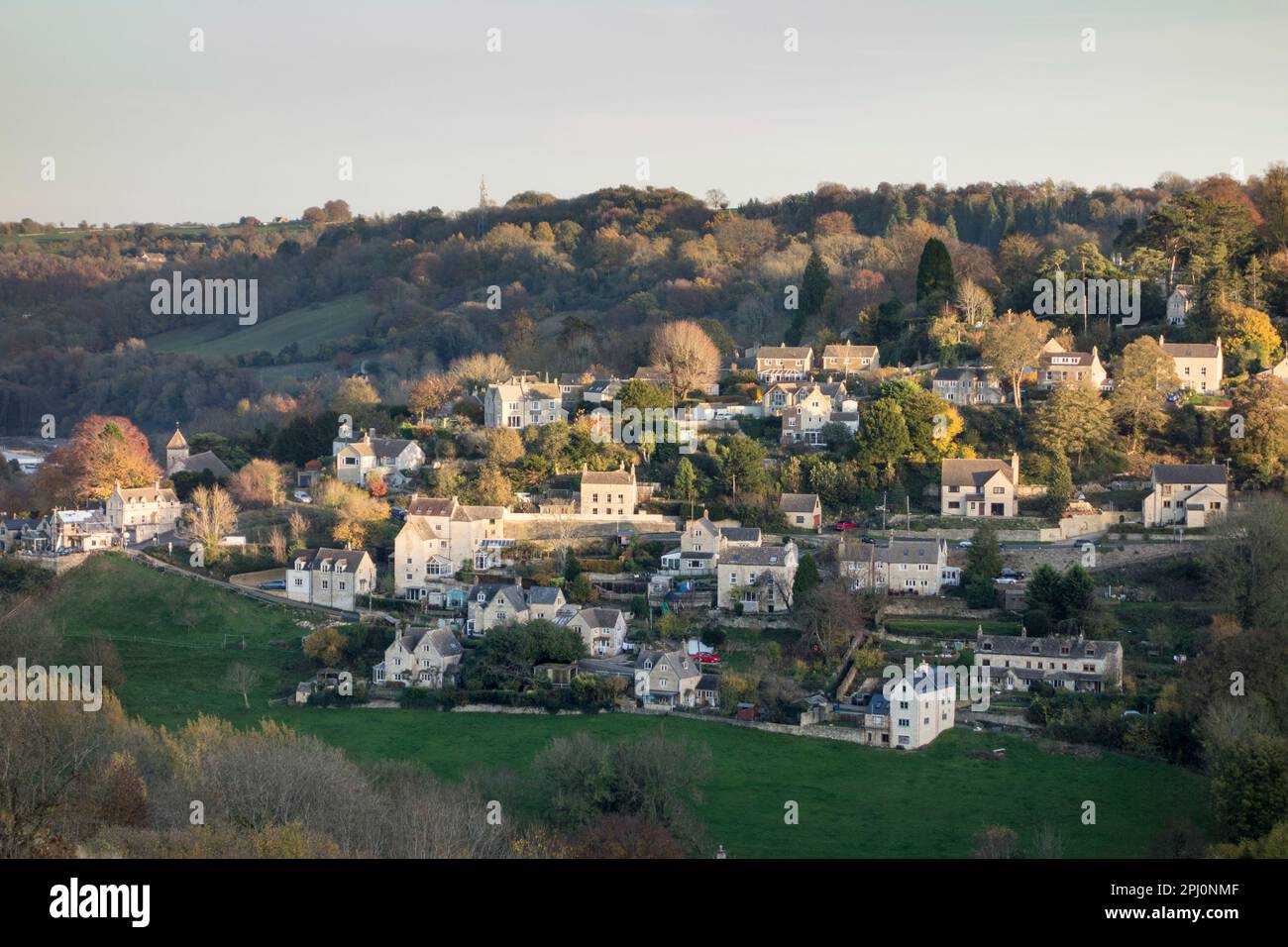 Houses on Hill, Stroud, Gloucestershire, Großbritannien Stockfoto