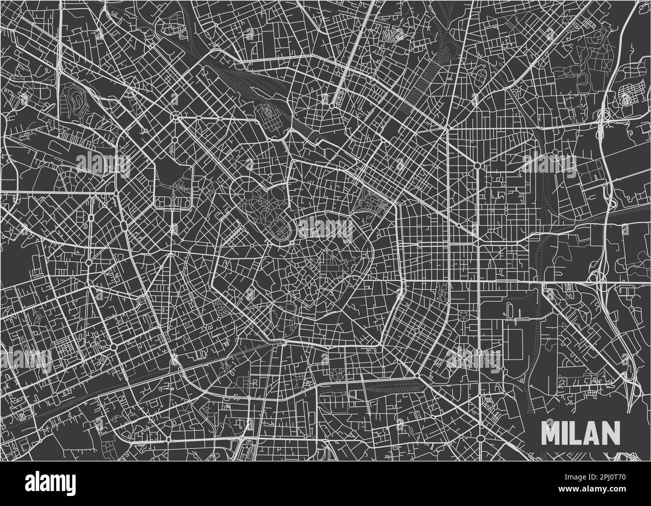 Minimalistisches Posterdesign mit Stadtplan von Mailand. Stock Vektor