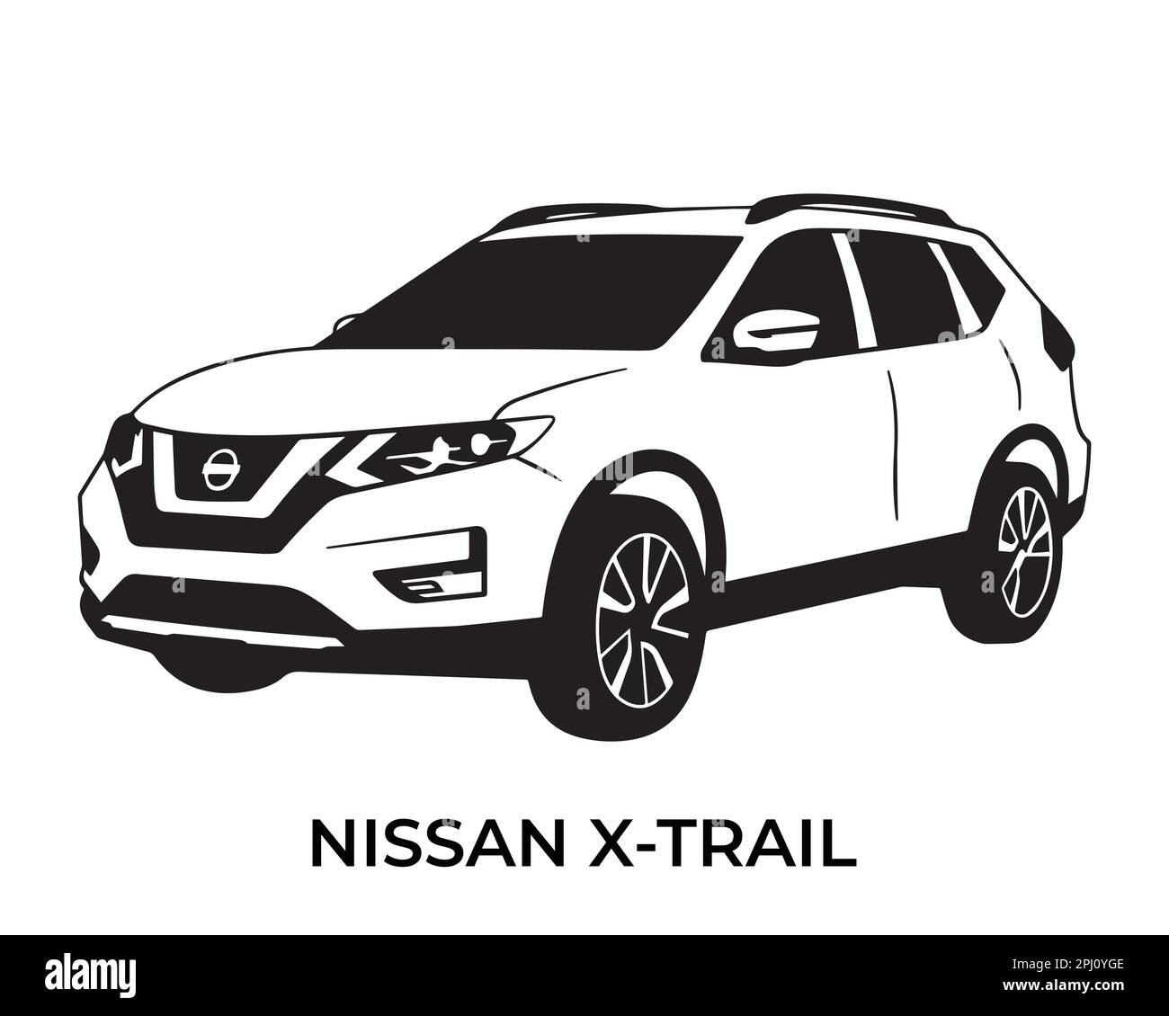 Vektorsilhouetten, Ikonen von Nissan-Autos Stock Vektor