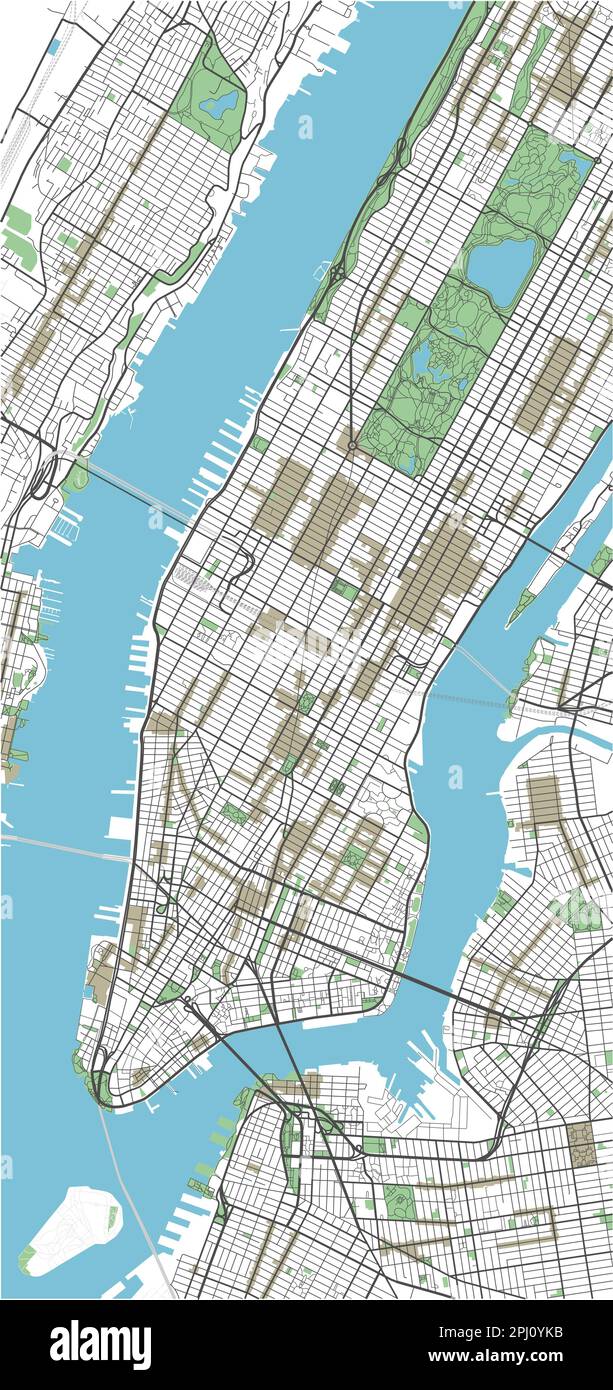 Farbenfroher Stadtplan von New York. Stock Vektor