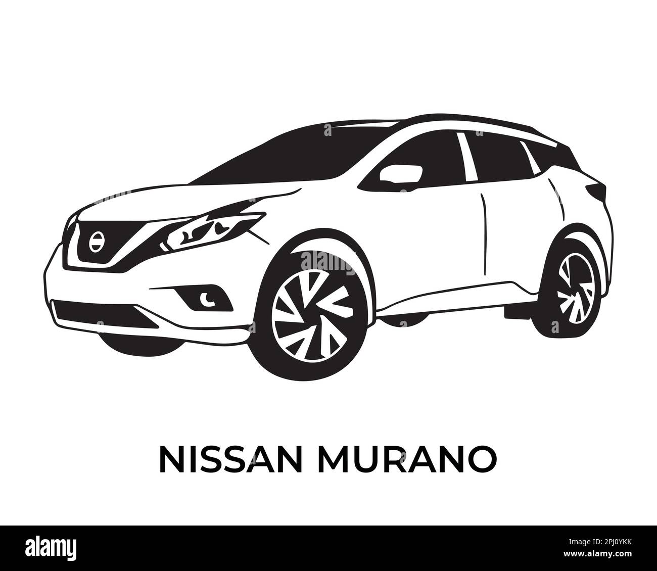 Vektorsilhouetten, Ikonen von Nissan-Autos Stock Vektor