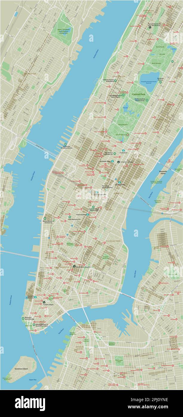 Vector Stadtplan von New York mit gut organisierten getrennten Schichten. Stock Vektor