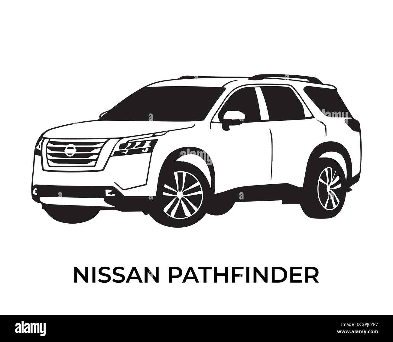 Vektorsilhouetten, Ikonen von Nissan-Autos Stock Vektor