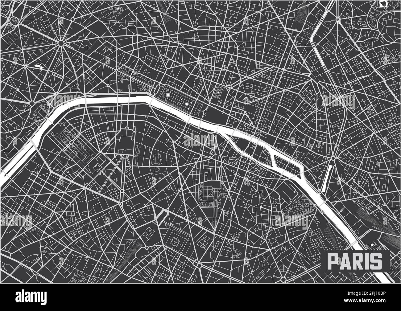 Minimalistisches Posterdesign mit Stadtplan von Paris. Stock Vektor