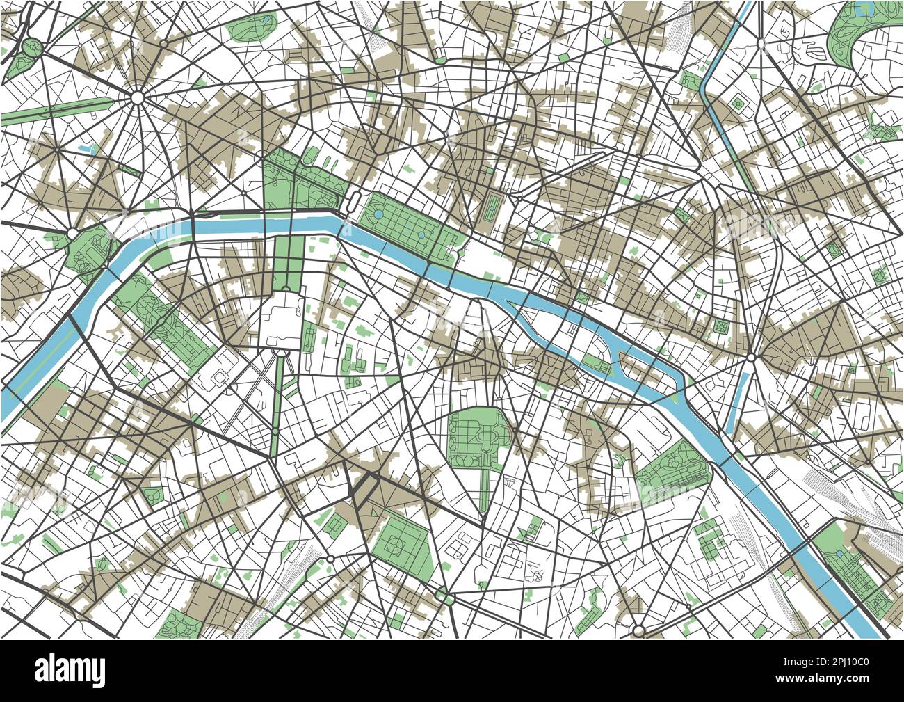 Farbenfroher Stadtplan von Paris Stock Vektor