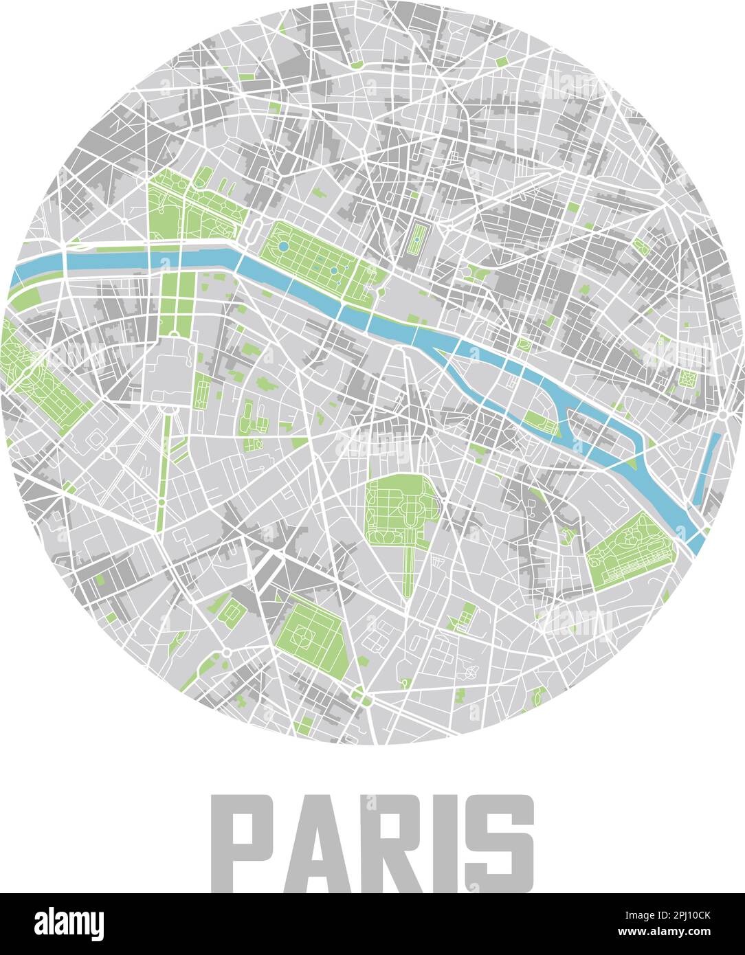 Minimalistisches Symbol für einen Stadtplan von Paris. Stock Vektor