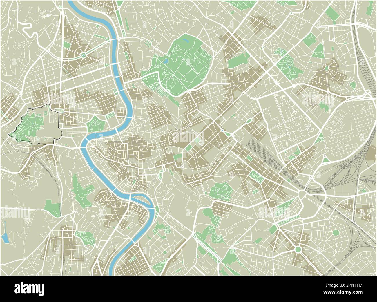 Vector Stadtplan von Rom mit gut organisierten getrennten Schichten. Stock Vektor