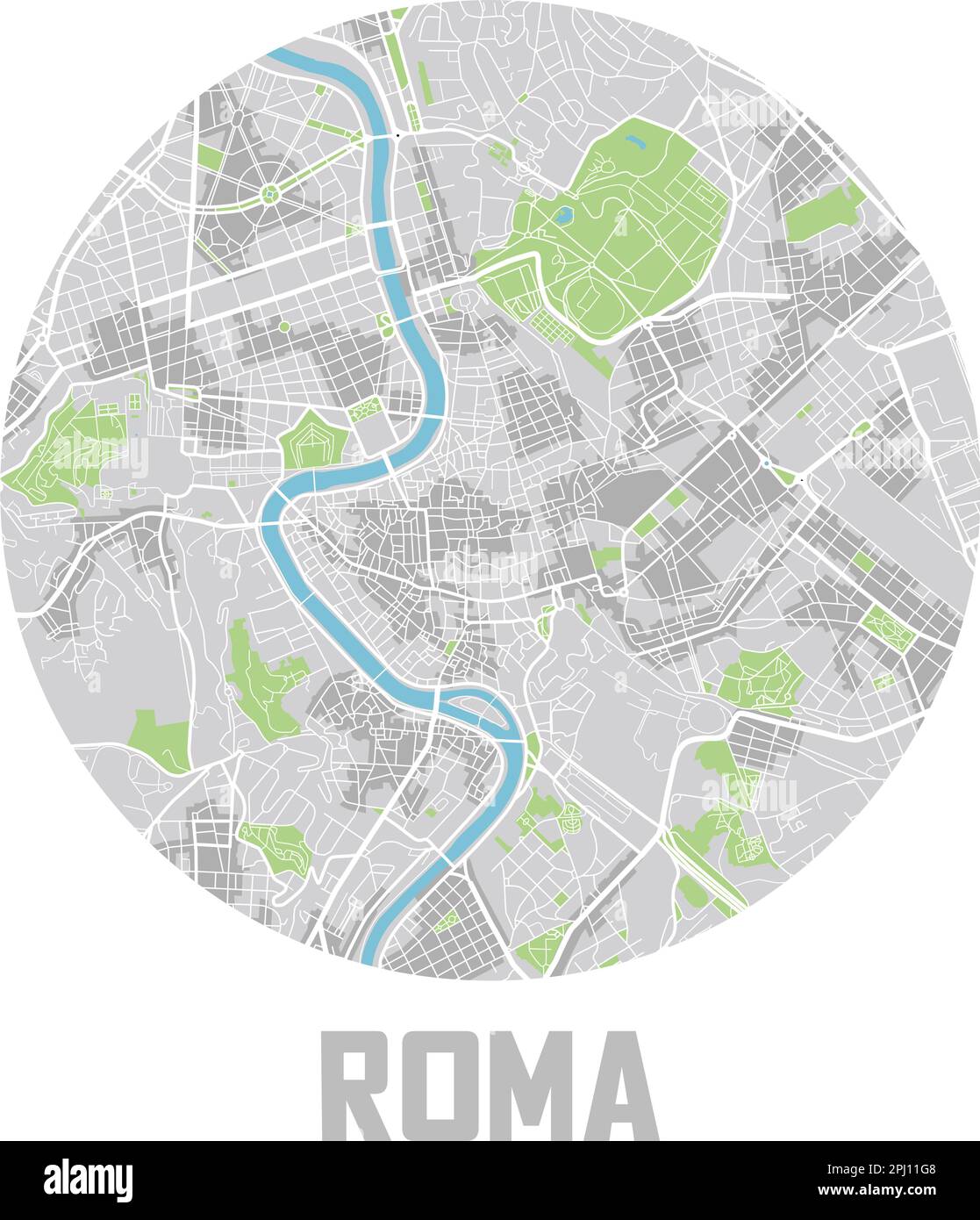 Minimalistisches Symbol für einen Stadtplan von Rom. Stock Vektor