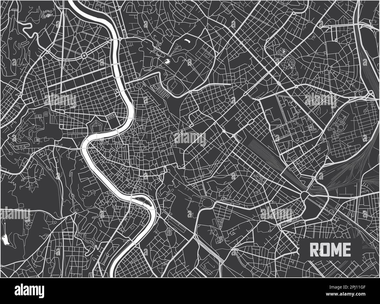 Minimalistisches Posterdesign mit Stadtplan von Rom. Stock Vektor