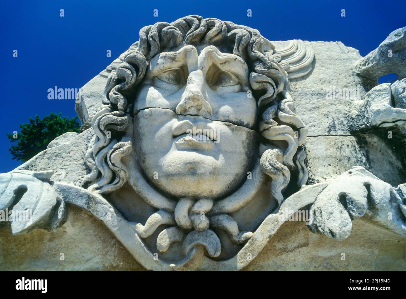 GESICHT DER MEDUSA DIDYMA RUINEN TÜRKEI Stockfoto