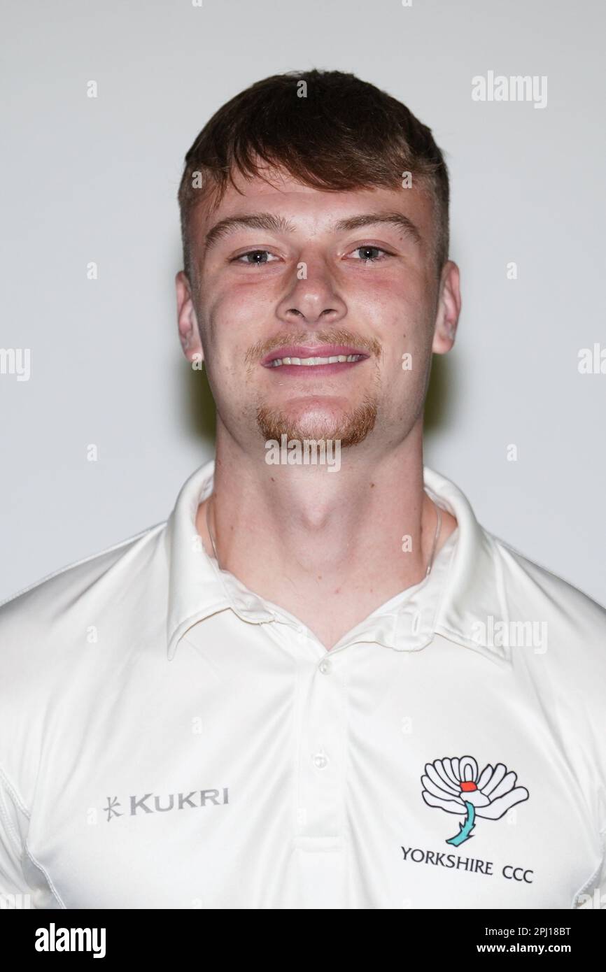 Finlay Bean während des Medientags im Headingley Cricket Ground, Leeds. Foto: Donnerstag, 30. März 2023. Stockfoto