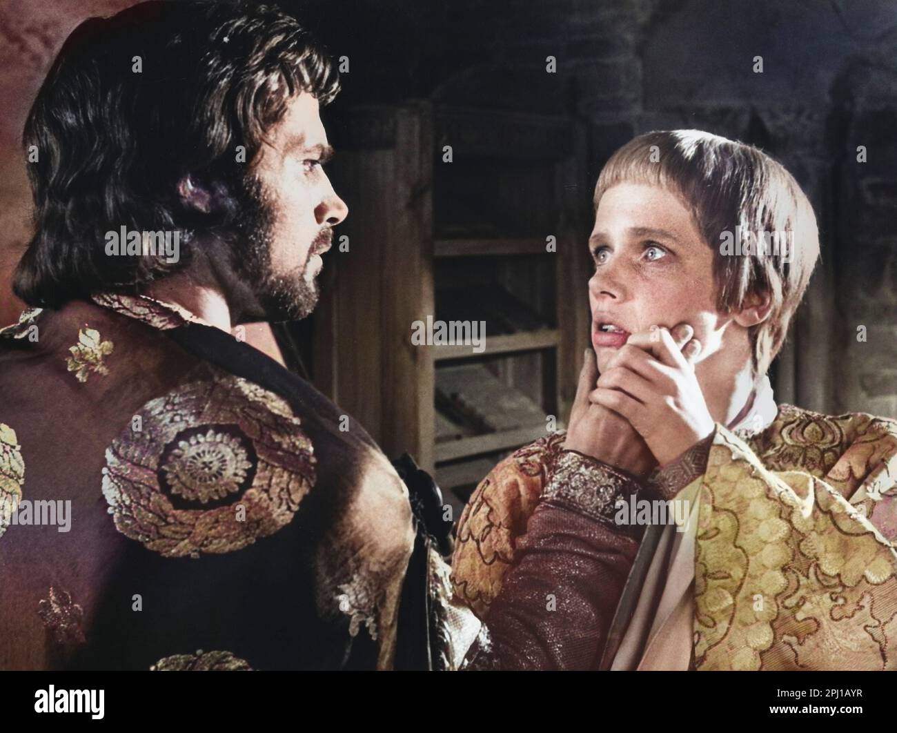 Franco Nero, Liv Ullmann, am Set des britischen Films, „Pope Joan“, alias „The Devil's Imposter“, Columbia-Warner Distributors, Columbia Pictures, 1972 Stockfoto