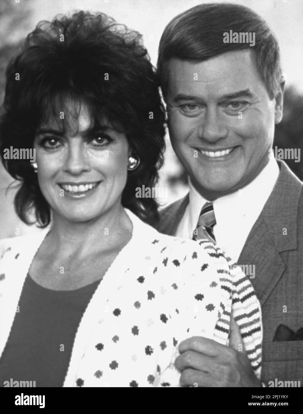 PR-Aufnahme der Stars der TV-Serie Dallas, Larry Hagman und Linda Grey als JR und Sue Ellen Ewing Stockfoto