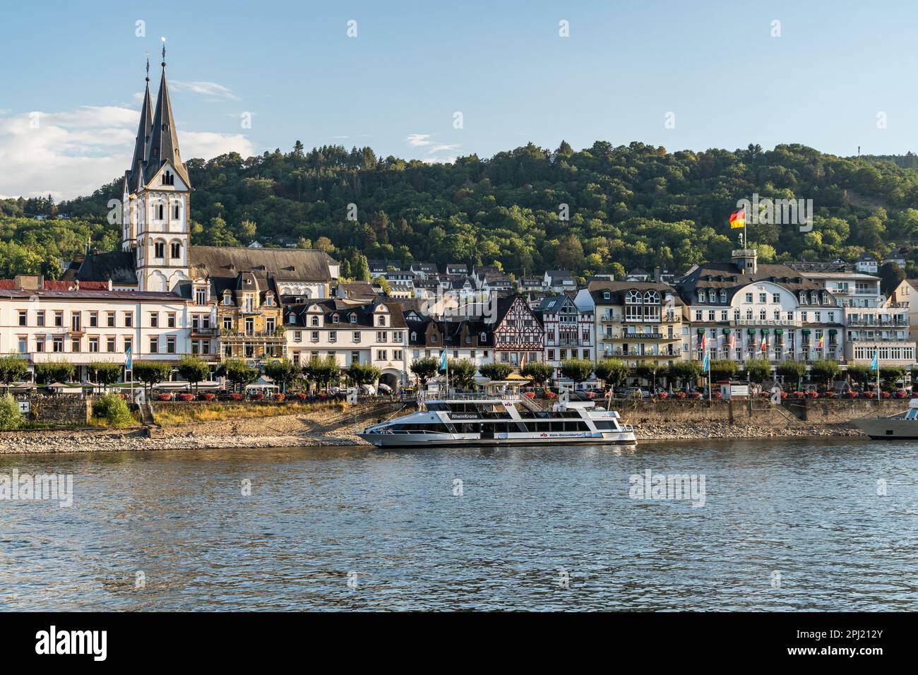 Blick auf die bezaubernde Stadt Boppard am Rhein. Boppard, Rheinland-Pfalz, Deutschland Stockfoto