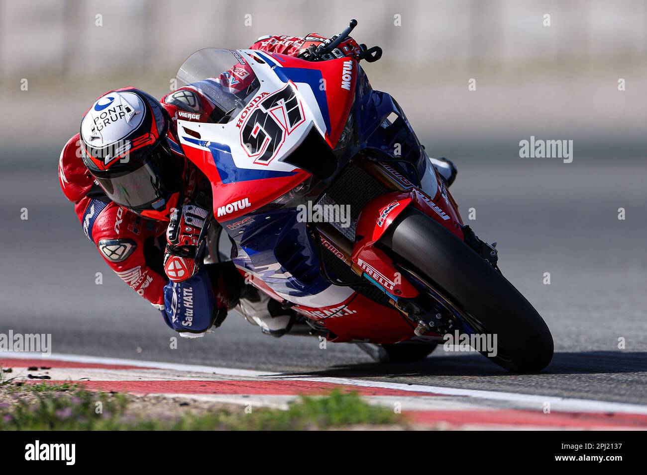 Xavi Vierge aus Spanien aus Team HRC mit Honda CBR1000 RR-R während der SBK Motul FIM Superbike World Championship: Catalunya Testtag 1 auf dem Circuit de Barcelona-Catalunya in Montmelo, Spanien. (Kredit: David Ramirez / Dax Images) Stockfoto