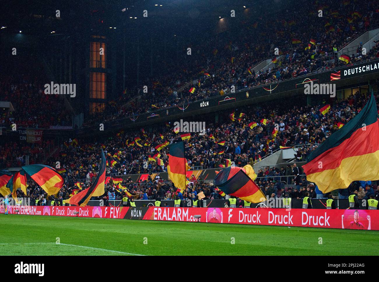 DFN-Fans im Freundschaftsspiel DEUTSCHLAND - BELGIEN 2-3 Vorbereitung auf die Europameisterschaft 2024 in Deutschland, Staffel 2022/2023, am 28. März 2023 in Köln, Deutschland. © Peter Schatz / Alamy Live News Stockfoto