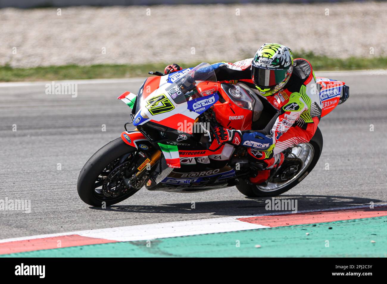 Montmelo, Barcelona, Spanien. 30. März 2023. Axel Bassani aus Italien vom Motocorsa Racing Team mit Ducati Panigale V4R während der SBK Motul FIM Superbike World Championship: Catalunya Test Day 1 auf dem Circuit de Barcelona-Catalunya in Montmelo, Spanien. (Kreditbild: © David Ramirez/DAX via ZUMA Press Wire) NUR REDAKTIONELLE VERWENDUNG! Nicht für den kommerziellen GEBRAUCH! Stockfoto