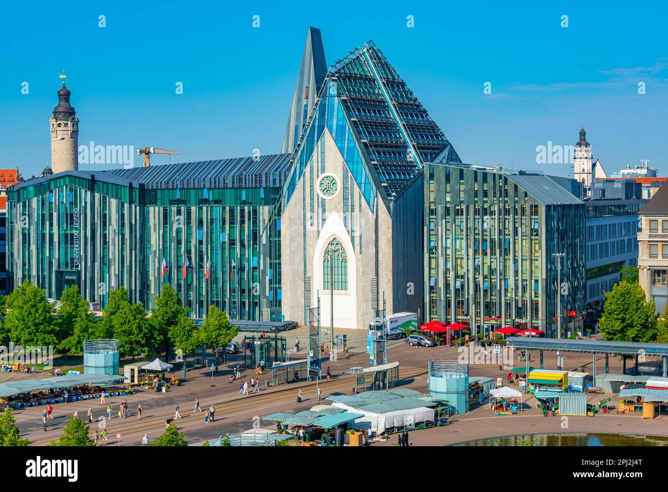 Leipzig, Deutschland, 9. August 2022: Aus der Vogelperspektive der Universität Leipzig. Stockfoto
