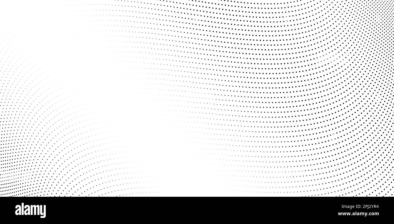 Hintergrund der Halbtonkurven. Abstrakte gepunktete Streifenstruktur. Tapete mit verformten und gebogenen Linien. Vektordesignvorlage Stock Vektor Hintergrund der Halbtonkurven. Abstrakte gepunktete Streifenstruktur. Tapete mit verformten und gebogenen Linien. Vektordesignvorlage Stock Vektor