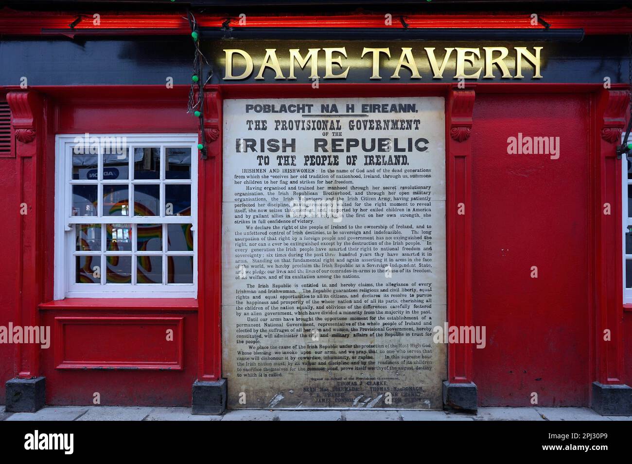 Dublin Tavern zeigt die Unabhängigkeitserklärung von 1916, die zur Hinrichtung der Männer führte, die sie unterzeichnet haben Stockfoto