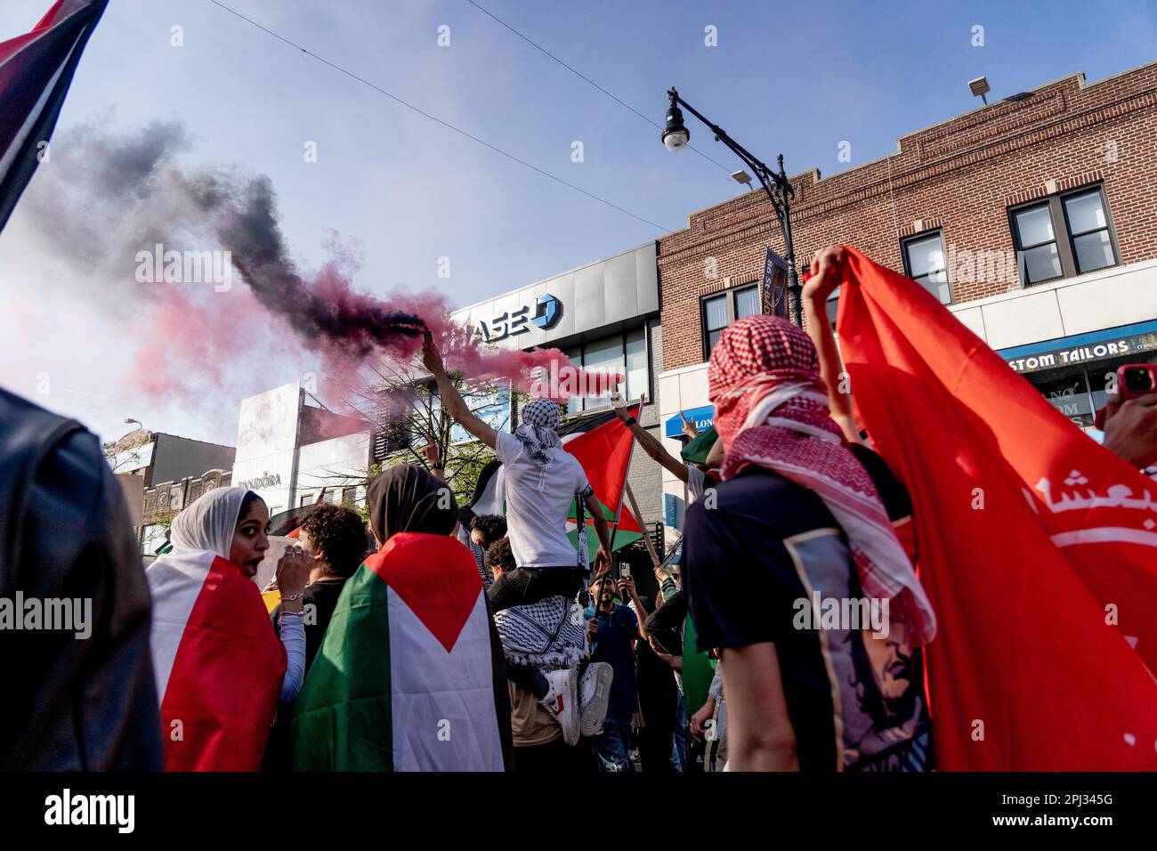 Palästinenser nehmen an einem Nakba-tagesmarsch in Bay Ridge Brooklyn Teil Stockfoto