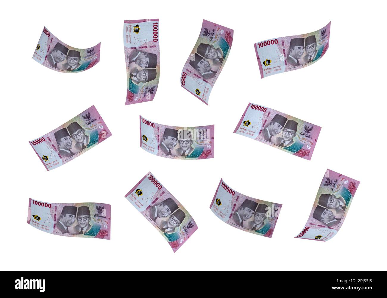 Rupiah indonesien Geldpapierbanknote mit weißem Hintergrund 3D Stockfoto