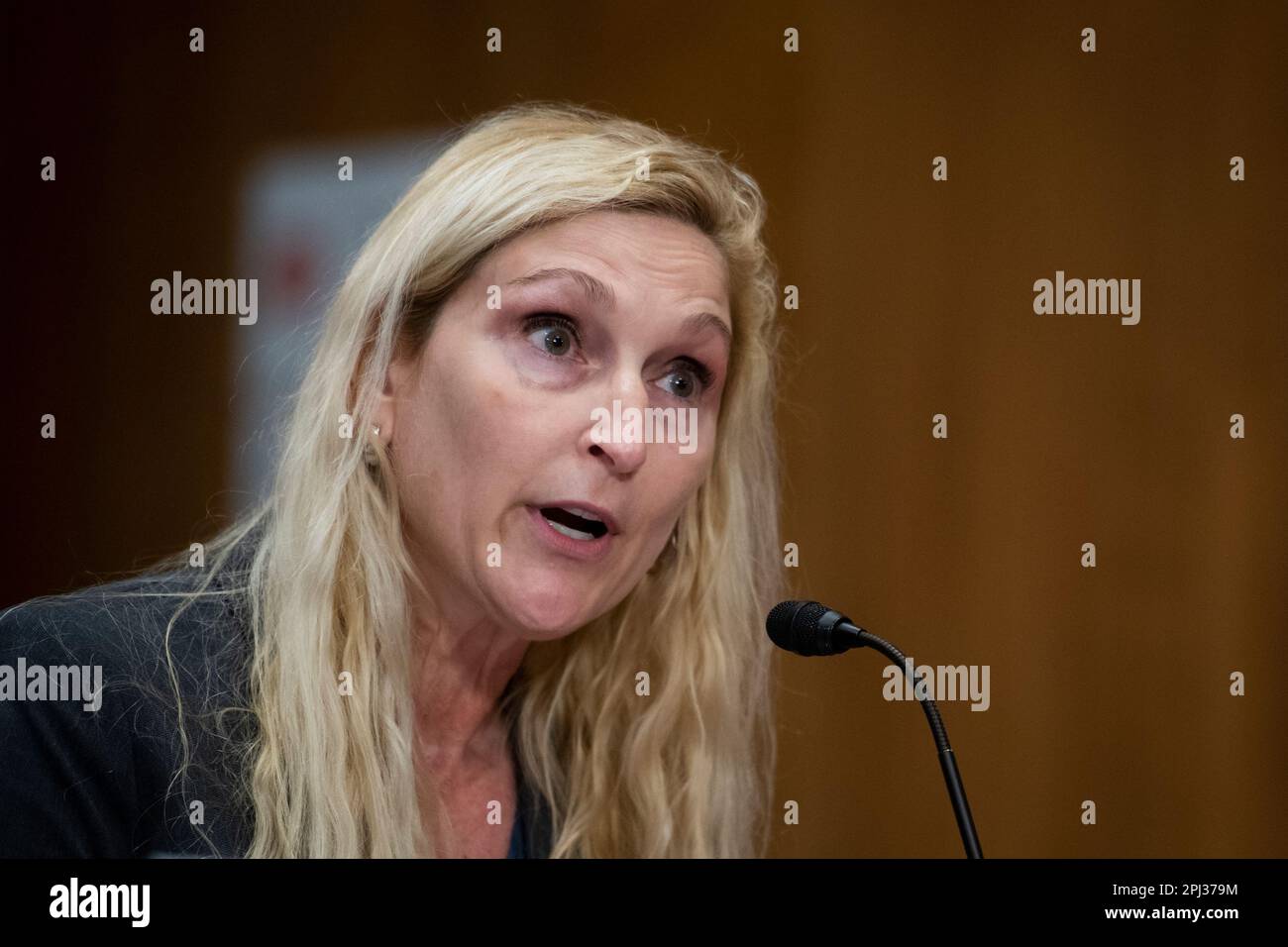 Nicole D. Theriot tritt vor einer Anhörung des Senatsausschusses für auswärtige Beziehungen auf, um sie als Botschafterin in der Genossenschaftsrepublik Guyana im Dirksen Senatsbürogebäude in Washington, DC, am Donnerstag, den 30. März 2023, zu nominieren. Kredit: Rod Lamkey/CNP/MediaPunch Stockfoto