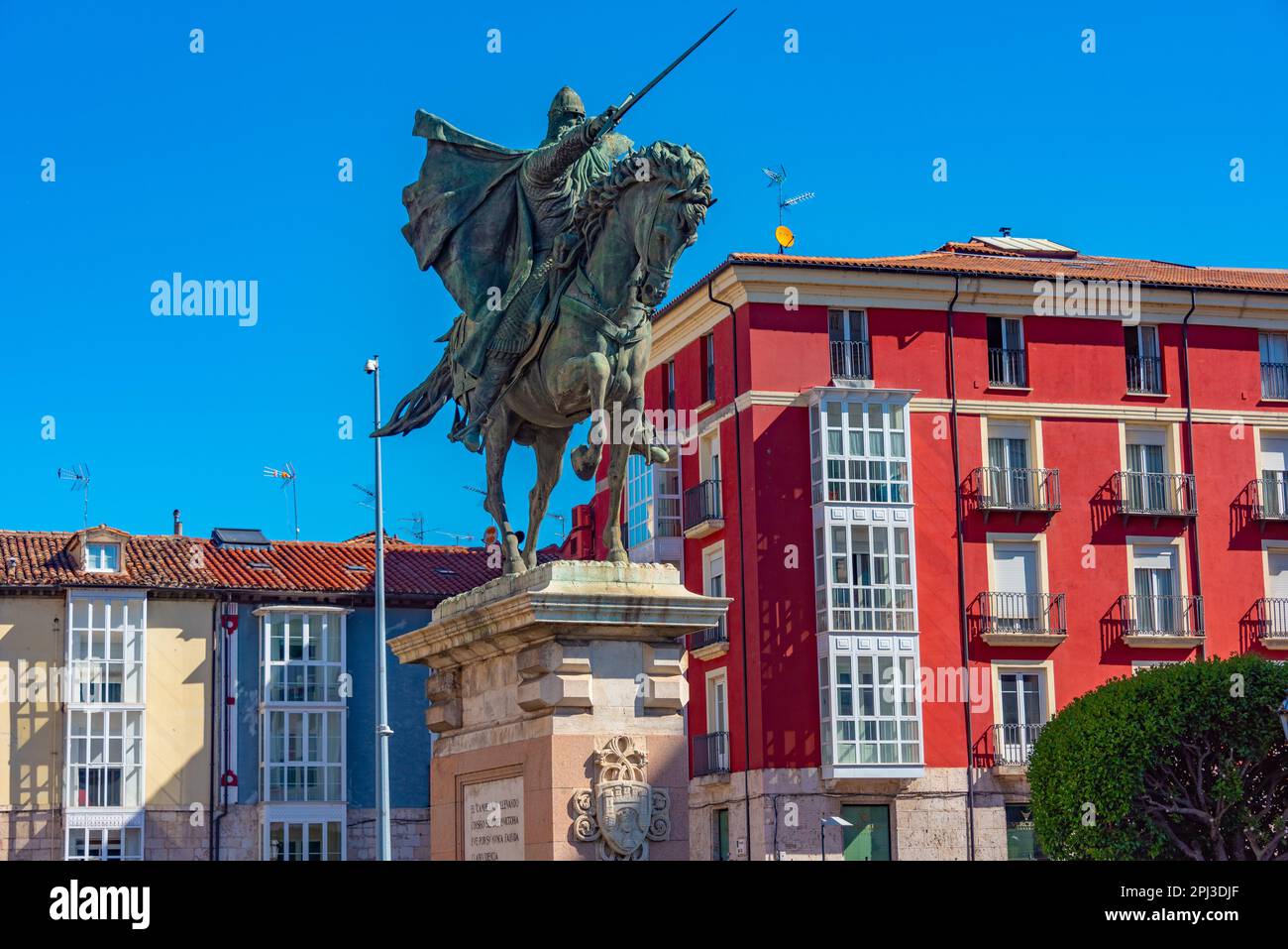 Burgos, Spanien, 4. Juni 2022: Statue von El Cid in der spanischen Stadt Burgos. Stockfoto