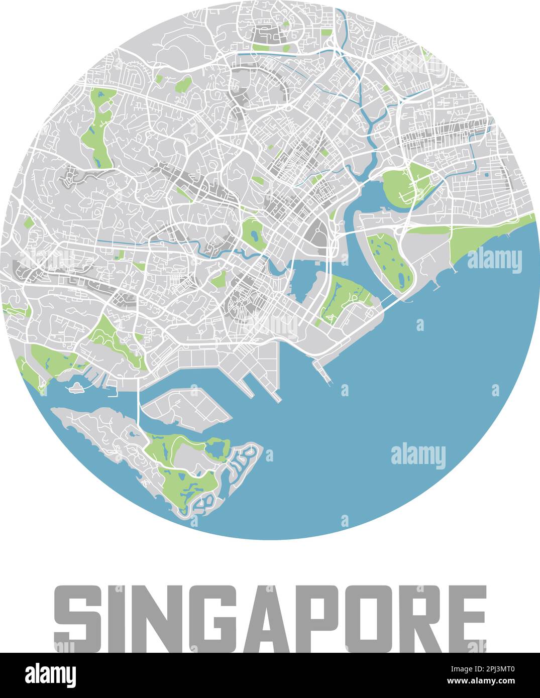 Minimalistisches Stadtplansymbol für Singapur. Stock Vektor