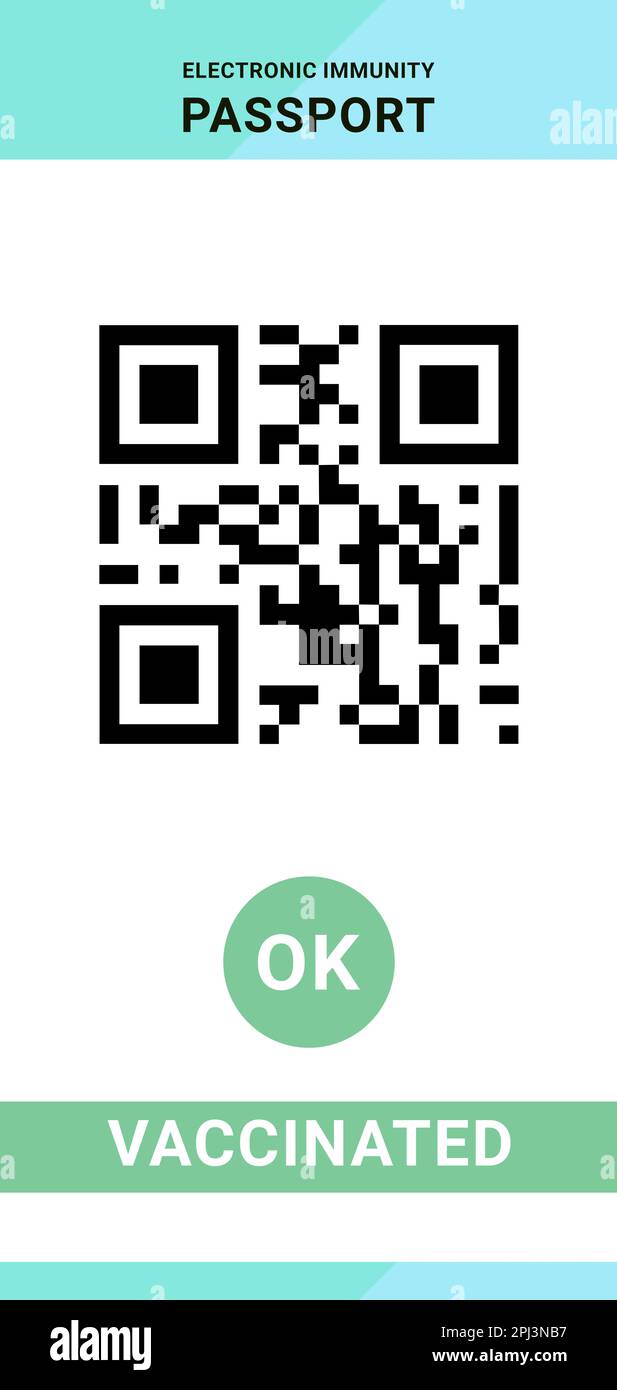 Elektronischer Pass für Immunität mit QR-Code, Illustration Stockfoto