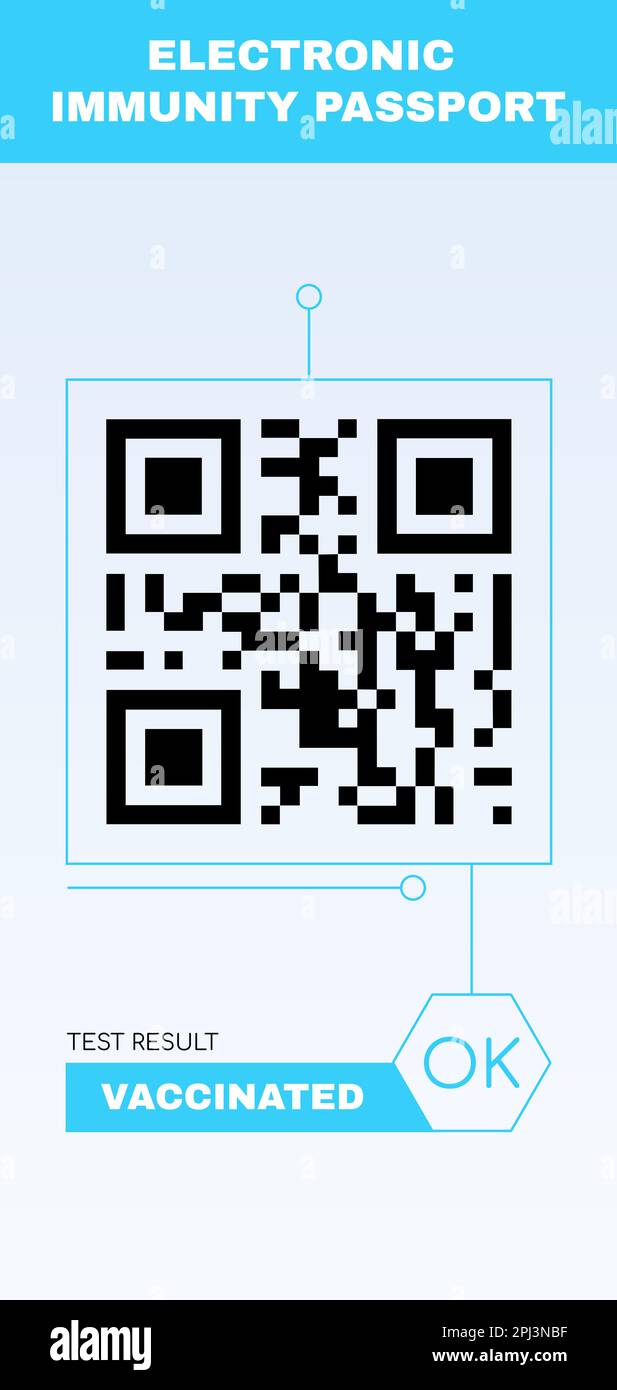 Elektronischer Pass für Immunität mit QR-Code, Illustration Stockfoto